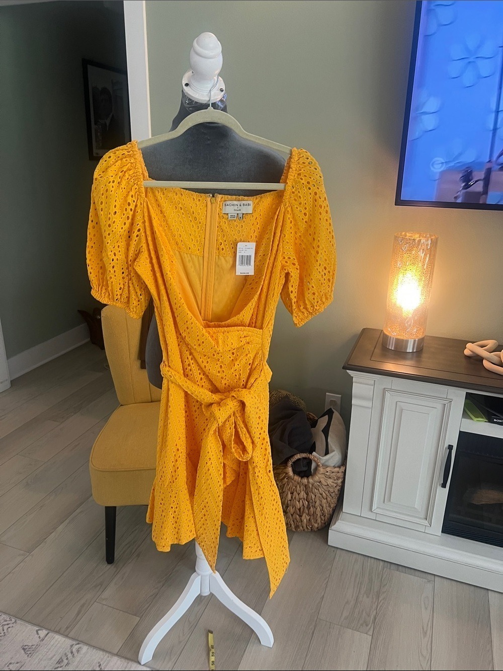Sachin + Babi Yellow Eyelet Mini Dress